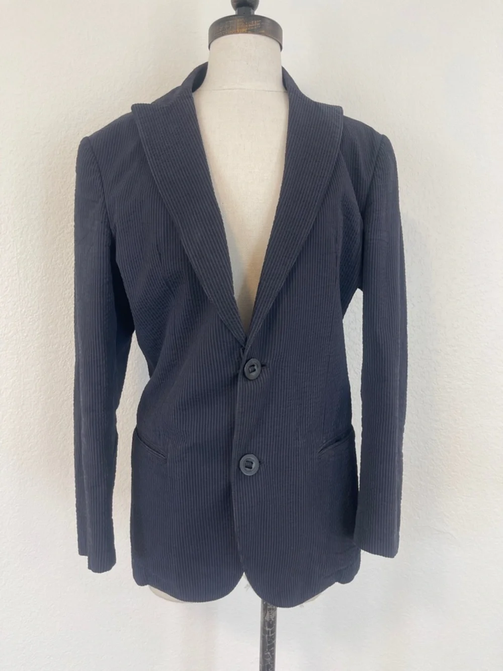 Emporio Armani Dark Navy Striped Pinstripe Jacket Sport Coat Blazer Small S Mens